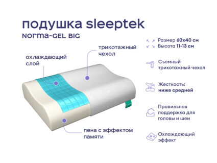 Одеяло Димакс Верблюд всесезонное + подушка Sleeptek Norma-GEL + подушка Sleeptek Norma-GEL BIG 1426